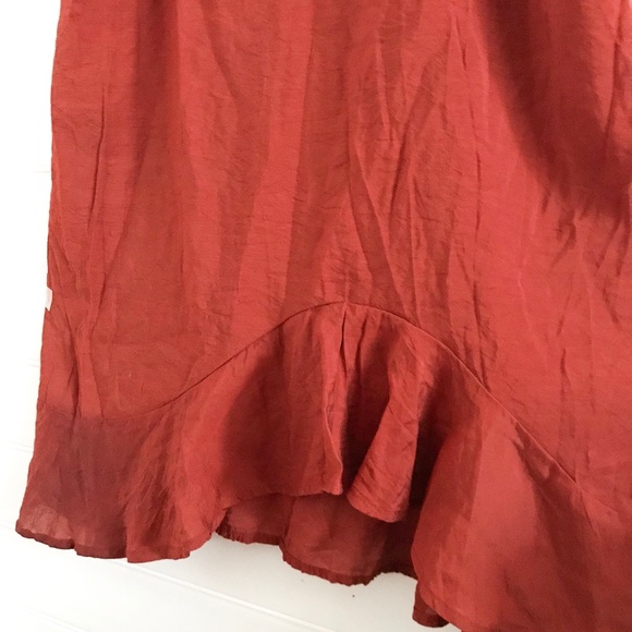 Anthropologie Rust Asymmetrical Ruffle Dress - Picture 6 of 6